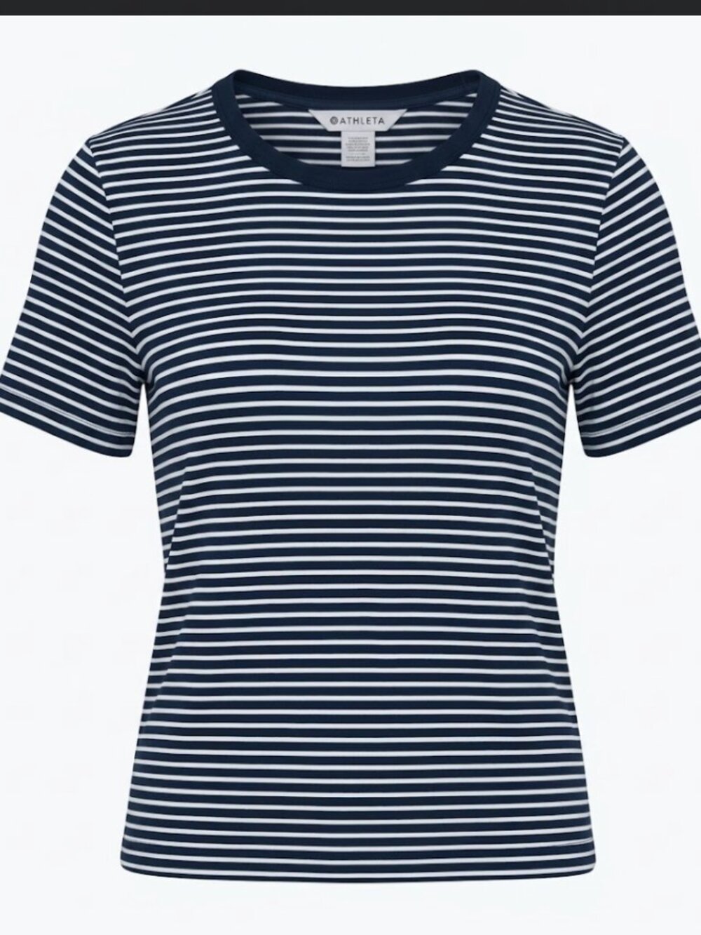 Athleta Navy Striped Ribbed Tee - Size M